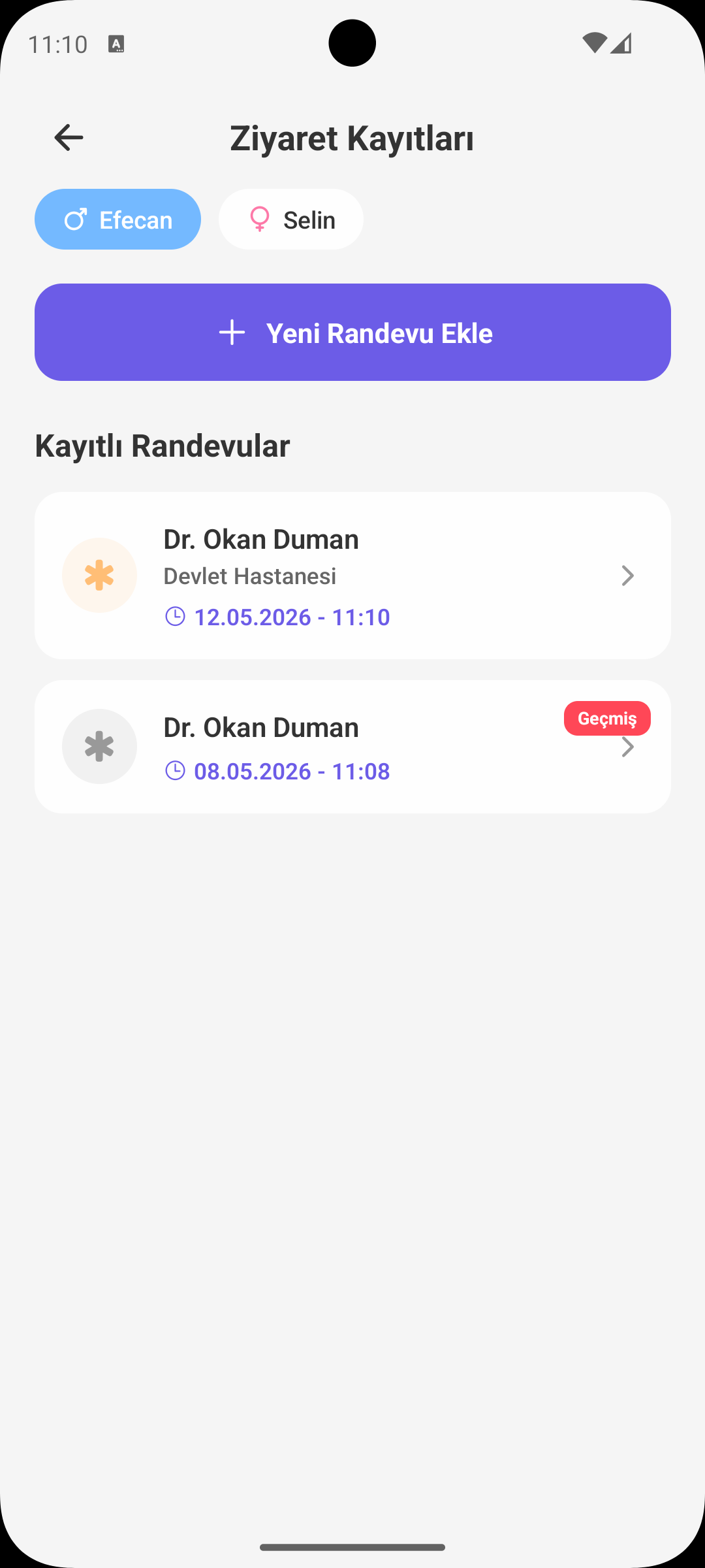 Doktor Randevu ekranı