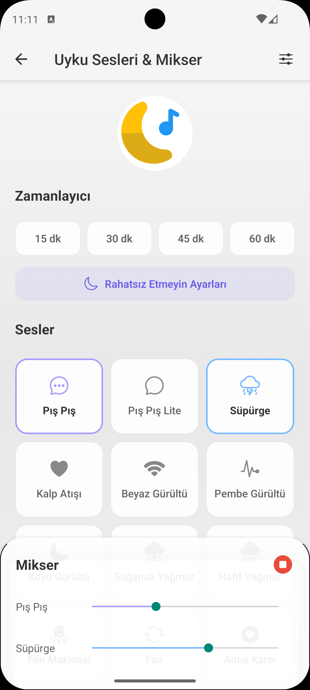 Uyku Sesleri ekranı