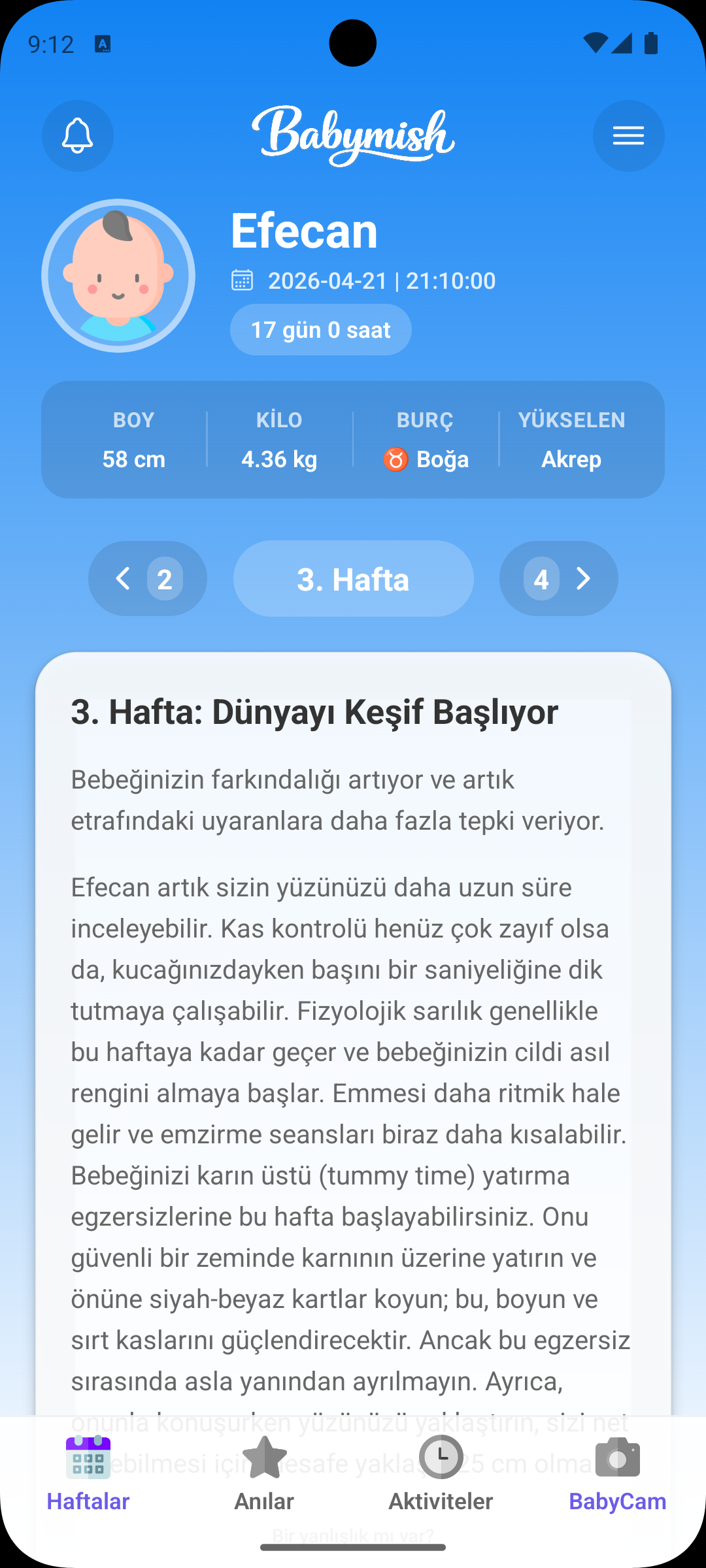 Babymish uygulama ekran görüntüsü