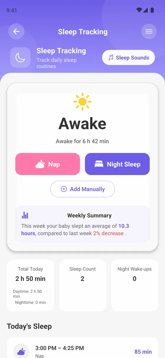 Sleep tracking screen